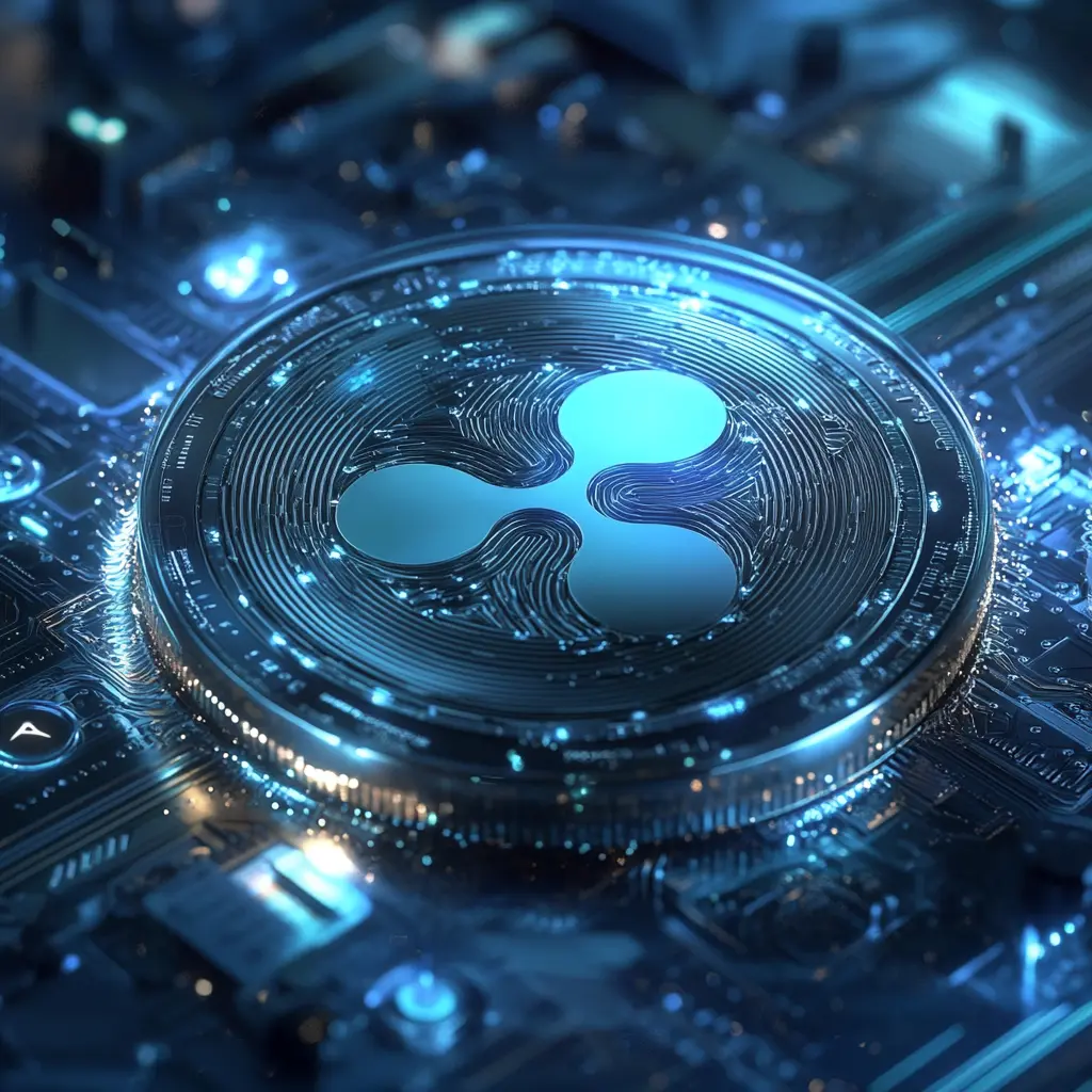 ripple xrp coin in blau