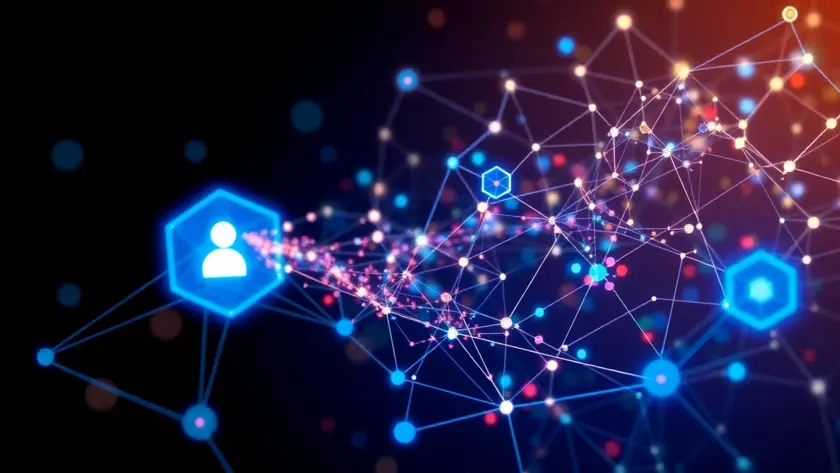 Ein Bild zum Thema 'Web3 soziale Netzwerke', das die Konzepte von dezentraler Identität und Vernetzung visuell darstellt Mask Network
